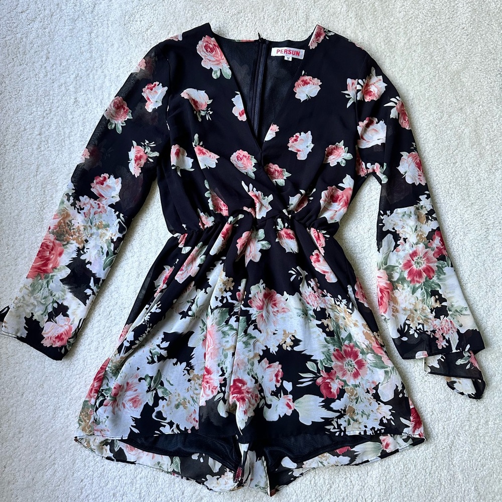 Elegant Floral Wrap Romper